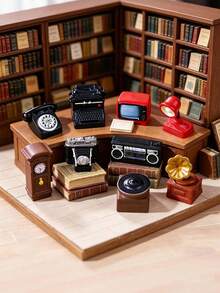 9pcs/Set/5/1pc Mini Vintage TV, Gramophone, Camera - Classic Retro Model Accessories; Vintage Resin Craft Decor; Mini Gramophone And Camera Shaped Home Decor, Photography Props And Home Furniture Accessories - A - View 3