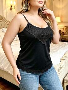 3pcs Plus Size Women Loose Lace Trim Adjustable Strap Sleeveless Camisole Tank Tops, Summer Innerwear & Outerwear - Multicolor - View 8