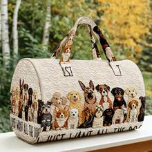 1pc Mibai Multi-Pattern Dog Quilted Cylinder Travel Tote Bag, Cute Pet Style, Suitable For Dog Lover Women, Halloween Thanksgiving Christmas Gift - Multicolor - View 11