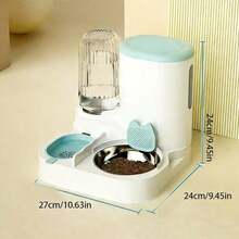 2-In-1 Pet Feeding And Watering Station, Dry And Wet Separation, Universal Bowl Set For Cats And Dogs, Durable Plastic Easy To Clean, Integrated Pet Feeder And Water Dispenser, Halloween Gift, Provides Ample Fresh Water, Suitable For Various Pets - 1L-2.2L - View 2