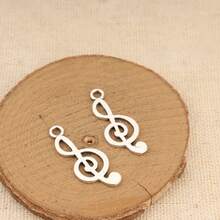 50pcs Random Assorted Musical Note/Instrument Pendant Charms, Alloy Material, Sweet & Cool Y2K Style, Classic Silvery Fashion Music Festival Party Punk Jewelry Making Accessories - A5529 - View 6