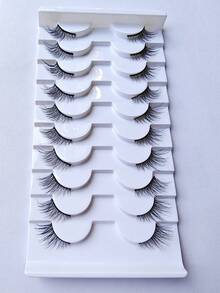 10 Pairs Half Lashes Cat Eye Short Soft 3D Faux Mink False Eyelashes, Natural Look, Suitable For Halloween - View 9