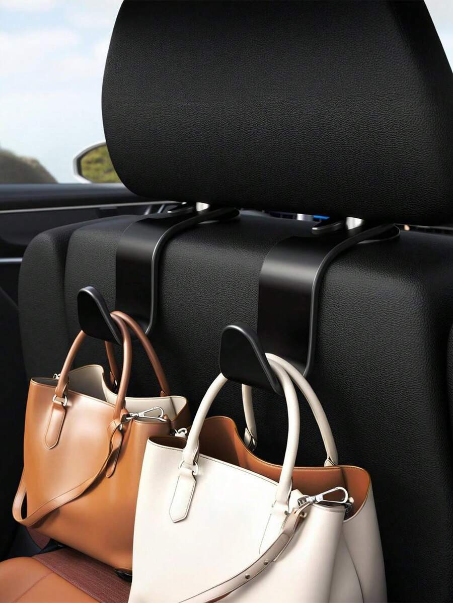 Universal Car Headrest Hook, Heavy Duty Car Back Seat Hanging Storage Hook, Multi-Function Car Headrest Hook Organizer, Suitable For Shopping Bags, Wallets, Handbags, Clothing, Car Interior Accessories - A - View 1
