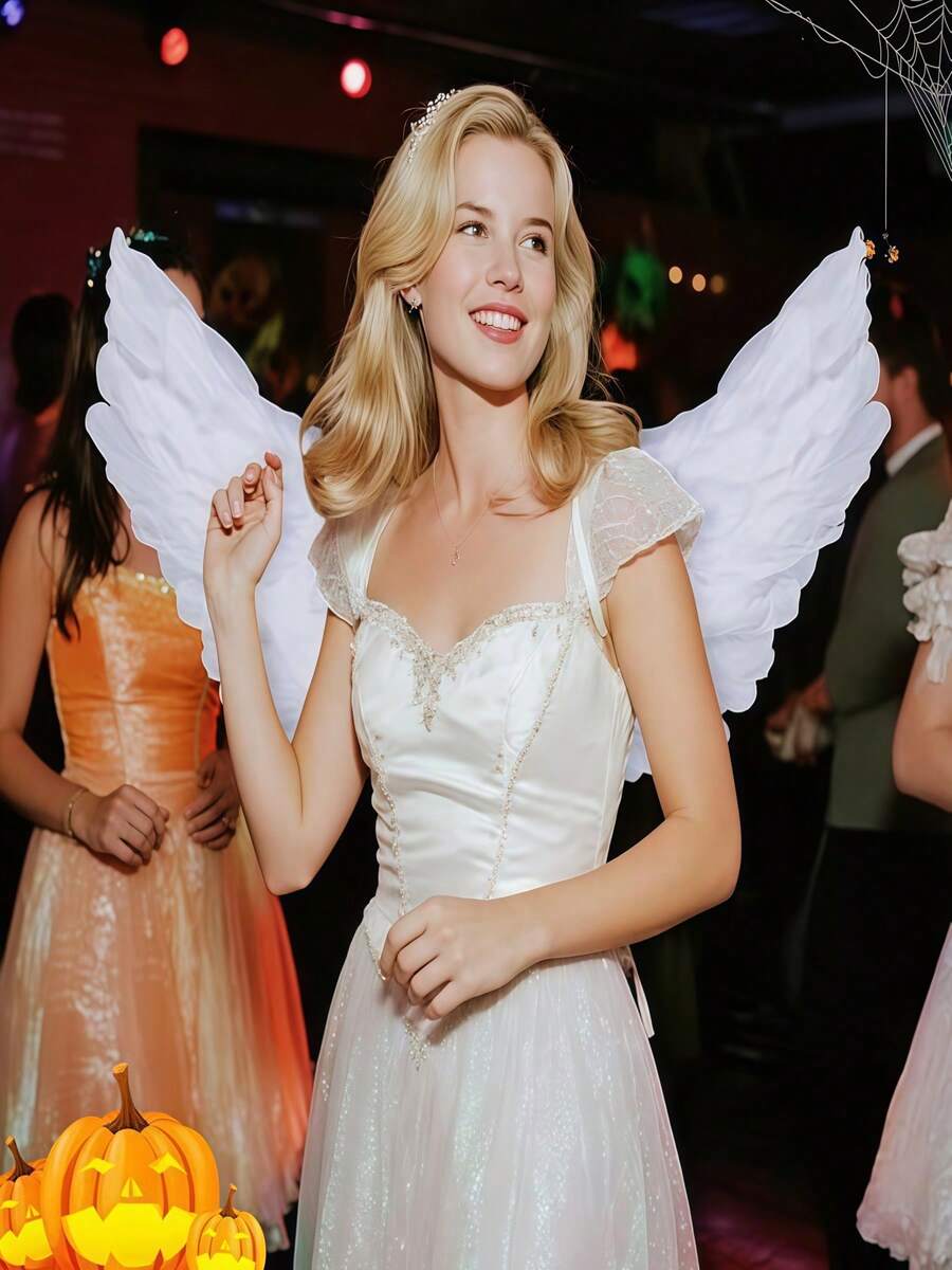 Asas Flutuantes de Pena de Anjo, Adequadas para Dia dos Namorados, Halloween, Ramadã, Páscoa e Fantasias de Festa de Feriado, com Tiras Elásticas, Adequadas para Cosplay de Mulheres Adultas - Multicolorido - Visão 1