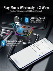 REMAX 3-Port Fast Charging Bluetooth Car Charger With RGB Ambient Light; USB-C Port; Built-In Microphone For Music/Call/Navigation; Bluetooth 5.3 With Auto Reconnect; Bluetooth & USB Dual-Mode Playback; Car Accessories - Black - View 3