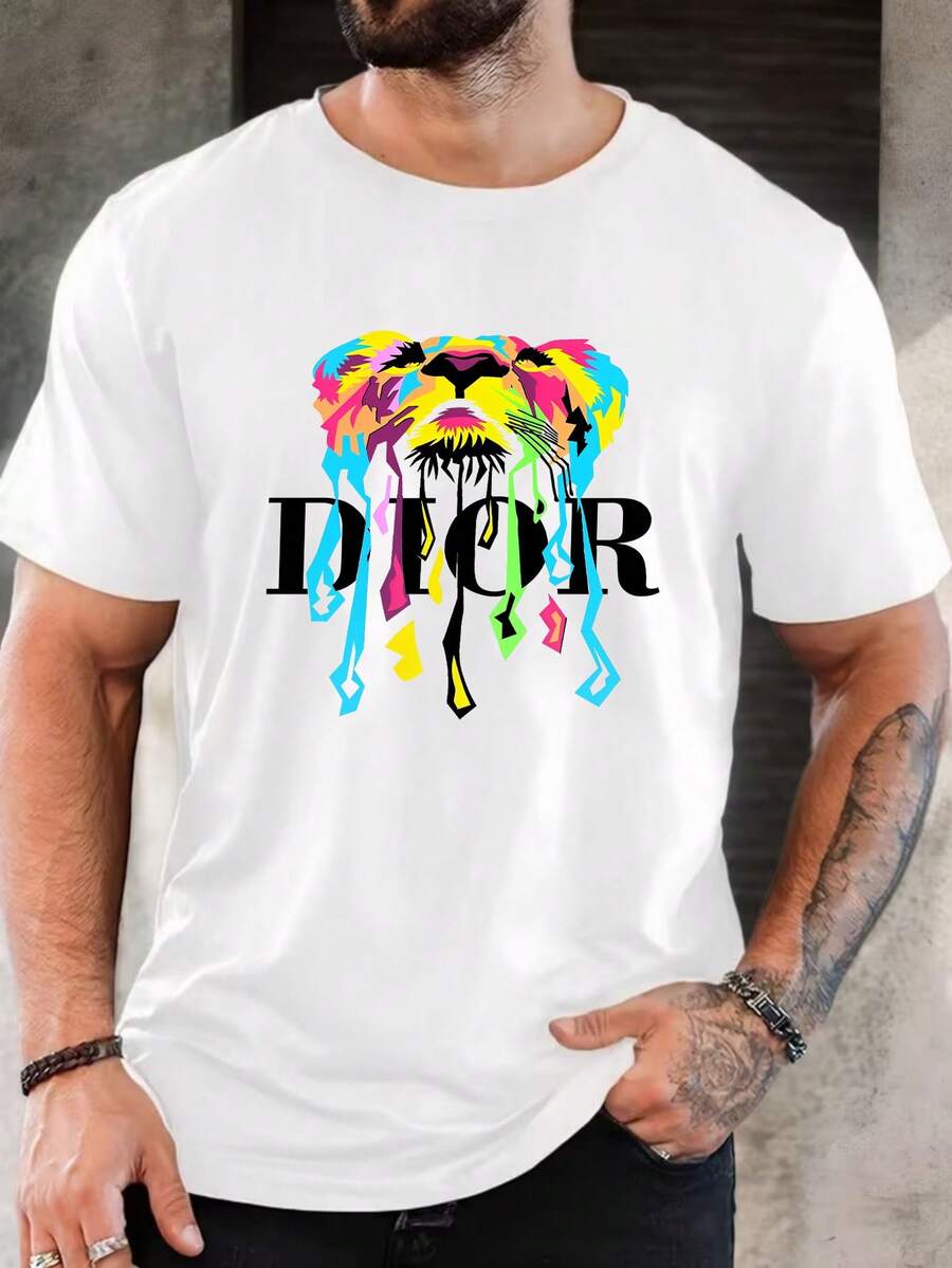 Men's Pure Cotton Short Sleeve T-Shirt Casual Everyday Wear Breathable Soft Regular Fit Basic Tee For Summer - 白色 - 查看 1