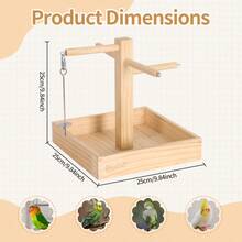ITANDME Bird Desktop Perch, Parrot Desktop Perch With Fruit Fork, Accommodates Multiple Parrots, Wooden Tray Keeps The Desktop Clean, Wooden Bird Desktop Perch, For Small Birds Such As Peony Parrots, Cockatiels, Little Sun Parrots, And Budgerigars - View 3