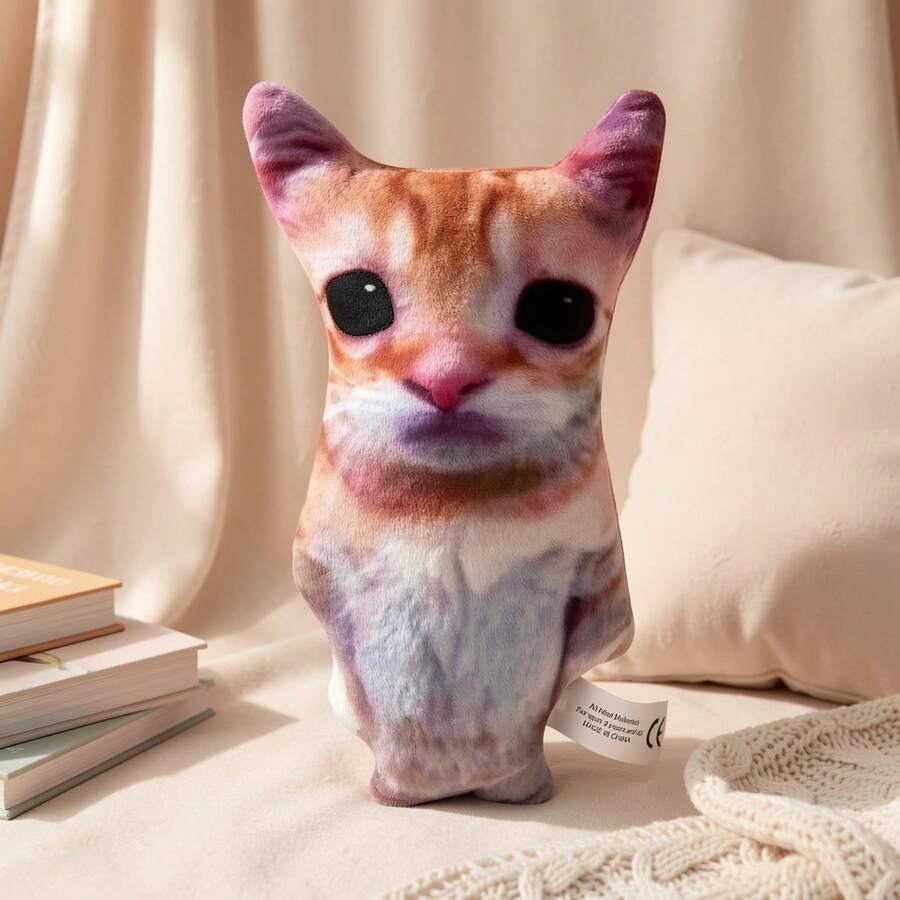 1 buah Kucing 3D Realistis Berkualitas Tinggi, Boneka Hewan Kucing Mewah, Hadiah Thanksgiving, Dekorasi Ruangan