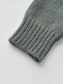 Women's Solid Color Round Neck Single-Breasted Waist Tie Versatile Minimalist Knit Cardigan - Dark Grey - View 6