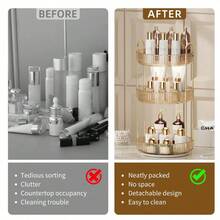 360° Rotating Makeup Organizer, Suitable For Vanity, Large Capacity Transparent Skincare Storage Box, Perfume Storage Box, Cosmetic Vanity Organizer, 1pc - Champagne - View 6