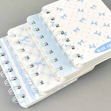4Pcs Spiral Notebook, Portable Notepad, A7 Size, Bow Notebook, Pocket Notebook, Notebook, Office Record, Memo, Suitable For Study Record, Office, Memo, Back To School Season Essential, Suitable For Back To School / Back To School Season, Birthday Gift, Teacher's Day Gift, Thanksgiving Gift, Christmas Gift, New Year Multi-Holiday Gift - Multicolor - View 1