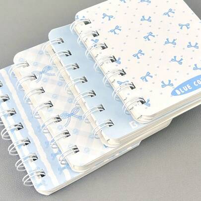 4Pcs Spiral Notebook, Portable Notepad, A7 Size, Bow Notebook, Pocket Notebook, Notebook, Office Record, Memo, Suitable For Study Record, Office, Memo, Back To School Season Essential, Suitable For Back To School / Back To School Season, Birthday Gift, Teacher's Day Gift, Thanksgiving Gift, Christmas Gift, New Year Multi-Holiday Gift