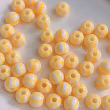 60pcs 8mm Multicolor Two‑Tone Striped Round Acrylic Stringing Beads, Color Block Loose Beads For DIY Bracelet, Keychain, Phone Charm Handmade Jewelry Supplies - Multicolor - View 17