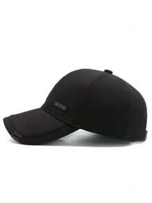 1pc Men's HUA Logo Baseball Cap, Outdoor Adjustable Sun Protection Casual Hat, Spring/Autumn - Black - View 2