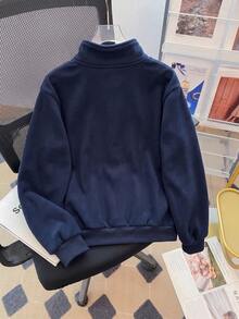 Big Girls Autumn/Winter New Chinese Style Retro Thick Warm Zipper Jacket Striped Colorblock Cardigan With Frog Button Design Knitted Top European & American Tween Fashion Long Sleeve Cardigan - Royal Blue - View 6