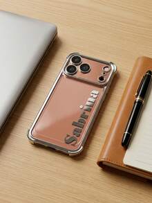 客製化姓名電鍍四角防震手機殼,相容 iPhone 17 18 Pro Max,雷雕個性化姓名保護手機殼,防摔防刮全包覆手機殼,適合男士與女士的客製化禮物,適用於日常通勤、工作、派對 - 銀色 - 查看 3