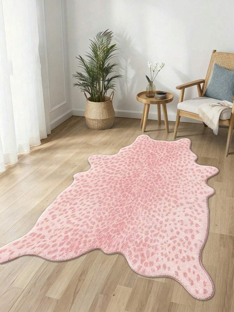 1pc Asymmetric Faux Leather Print Rug - Farmhouse Style Home Decor Carpet, Living Room Rug, Vacation Rental Room Decor Rug - Suitable For Kitchen, Dining Room, Living Room, Hallway Mat