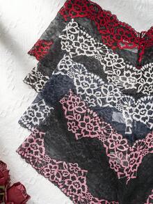 4pcs/Pack Plus Size Women's Sexy Lace Two-Tone Patchwork Comfortable Breathable Boxer Briefs - Multicolor - View 6