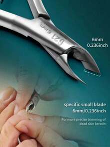 1pc Russian Reverse Trimmer Stainless Steel Sharp Cuticle Trimmer With Nail Pusher Labor-Saving Manicure Salon Pedicure Nail Tool - Silver - View 5