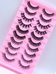 10 Pairs Mixed Styles Russian DD Curl False Eyelashes, 5 Styles Assorted 3D Faux Mink Strip Lashes, Handmade Fluffy Voluminous Curly Lashes For Party Festival Halloween Makeup - View 3