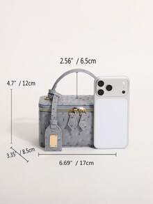 1pc Light Gray Tie-Dye Polka Dot Handheld Box Bag Zipper Small Square Bag Chain Crossbody Shoulder Bag Suitable For Shopping, Dating, Afternoon Tea - Grey - View 3