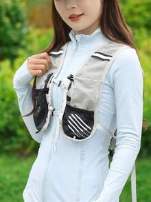 1pc Fashion Portable Cycling Water Bag Backpack, Multi-Compartment Design, Unisex Practical Fitness Bag, Fitness Training Bag, Multi-Functional Running Bag, Multi-Pocket Bicycle Bag. Note: Two Styles Will Be Randomly Shipped, With Or Without Letters. - Grey - View 8