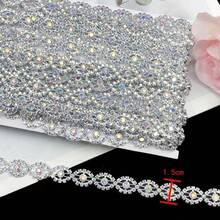 2 Yards 1.5cm Wide Gold Sliver Rhinestone Fringe Chain Lace For Stage Performance Suits Wedding Dress DIY Sewing Accessories - Multicolor - View 2