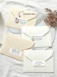 Personalized Stickers, Custom Address Labels - Elegant Floral Stickers, Personalized Mailing Address Stickers | Waterproof Self-Adhesive Custom Name Labels, Personalized Labels, Suitable For Wedding Invitations, Envelopes, Gift Packaging, - Custom Floral Stickers - View 1