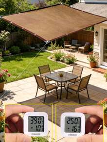 1pc 90% Coffee Color Shade Net, Shade Net Suitable For Garden Patio, Plant Shade Sail, Greenhouse, Outdoor Pavilion, Lawn, Shade Cloth Suitable For Dog House, Easier To Hang Shade Net Cover - A - View 2