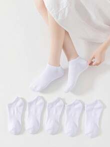 1/3/5/10/15/20 Pairs Unisex White Summer Thin Short Socks, Simple Casual Comfortable Breathable For Daily Home Travel Business - White - View 3