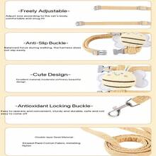 Cat Harness And Leash Set - Escape-Proof Adjustable Cat Vest, Soft Breathable Kitten Harness, Suitable For Outdoor Walking And Training, Bee-Style Anti-Escape Cat Leash, H-Shaped Anti-Struggle Outdoor Walking Rope, Adjustable Cat Harness Leash - Multiple Styles - View 9