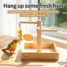 ITANDME Bird Desktop Perch, Parrot Desktop Perch With Fruit Fork, Accommodates Multiple Parrots, Wooden Tray Keeps The Desktop Clean, Wooden Bird Desktop Perch, For Small Birds Such As Peony Parrots, Cockatiels, Little Sun Parrots, And Budgerigars - View 7