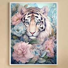 1PC DIY 5D Diamond Painting Kit Tiger Pattern - Round Full Diamond Art Mosaic Craft, Home Wall Decor, Unframed - No Frame - View 2
