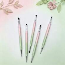 Pink & Green Gradient Dual-Ended Nail Art Brush, 2-In-1 Dual-Ended Design, Flexible Nail Art Creation - Pink - View 8