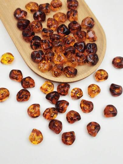 10/20pcs Vintage Baroque Irregular Beads, Amber Transparent Acrylic Beads, DIY Jewelry Making And Decorative Beads, Can Be Used For Necklace, Earrings, Bracelet, Keychain, Phone Chain, Bag Charm, Handmade Birthday Gift, Holiday Jewelry Making