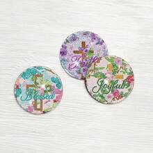 New DITY Handmade Diamond Painting, Shiny Full Drill Living Room Bedroom Tea Cup Coaster Decor 8pcs Set, Suitable For Gift Giving[With Stand] - Multicolor - View 3