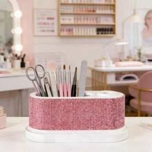 1pc Luxury Drill Bit Storage Box, Drill Bit Holder, Desktop Organizer With Exquisite Rhinestone Decor Design - Multicolor - View 4