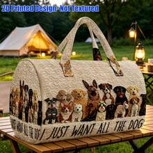 1pc Mibai Multi-Pattern Dog Quilted Cylinder Travel Tote Bag, Cute Pet Style, Suitable For Dog Lover Women, Halloween Thanksgiving Christmas Gift - Multicolor - View 6