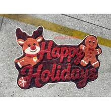 1 Stück Roter Hirsch Buchstaben Teppich, Weihnachten, Fußmatte, Heimdekoration, Teppich, Außenmatte, Heimdekoration, Teppich, Schlafzimmerteppich, Waschbarer Teppich - Verschiedenfarbig - Übersicht 3