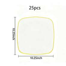 2pcs/Set White Gold Rim Square Plates, Premium Gold Rim Rounded Corner Design Party Tableware, 10.25 Inch And 7.5 Inch Dining Trays, Dessert Plates, Salad Plates, Suitable For Christmas, Wedding, Party, Home Dinner, Restaurant, Kitchen, Outdoor, Various Holiday Parties - White With Gold Trim - View 16
