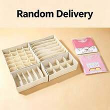 1pc/4pcs/6pcs Storage Box, Non-Woven Fabric Drawer Organizer, Suitable For Home Drawer Storage. Perfect For Organizing 4-Piece Sets, Socks And Bras. Lidless Storage Boxes Available In Multiple Styles. Perfect As A Holiday Gift For Friends, Also Suitable For Dorm And School Use, Home Organization And Tidy Storage, Halloween, Christmas Holiday Storage - Beige - View 11