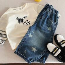 Young Boy Denim Jeans, Autumn New Style, Cute Star Pattern, Curved Leg, Casual Fashionable Stylish - Blue - View 7