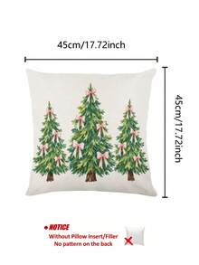 Christmas Table Runner, Throw Pillow, Placemat With Pink Bow And Christmas Tree Print, Minimalist Fresh Style, Holiday Kitchen Dining Table Decor - Multicolor - View 9