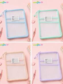 1pc L-Shaped Large Opening A4 Mesh Subject File Bag, 3-Layer Thickened Expanded Document Storage Bag With Name Label, Large Capacity Student Assignment Organizer Bag, School Supplies - Multiple Styles - View 6