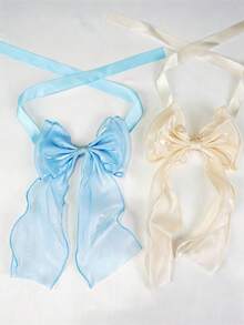 French Style Bowknot Curtain Tieback, Sheer Satin Ribbon Curtain Rope, Multi-Color No-Drill Curtain Tie, Suitable For Semi-Transparent And Regular Curtains, For Bedroom, Living Room, Romantic Home Decor - Multicolor - View 8