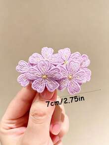 10/5pcs Embroidered Flower Hair Clips, Colorful Dopamine Hair Clips, Exquisite Hair Clips, Exquisite Headwear, Versatile For Daily Travel Use - Multicolor - View 6
