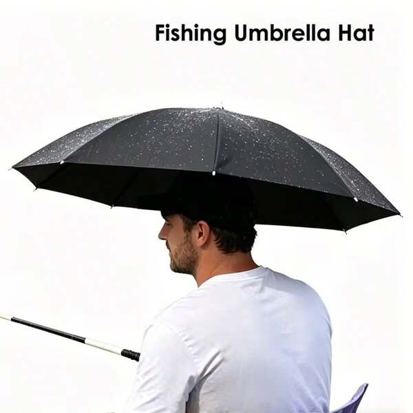 Hands-Free Fishing Umbrella Hat, Sun And Rain Protection, Portable Foldable With Elastic Headband, Lightweight Fishing Accessory, Suitable For Outdoor Fishing / Gardening / Camping / Hiking / Beach Activities, Unisex