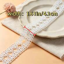 Retro Embroidered Lace Ribbon Tassel Lace Trim, 1.61 Inches Wide. Lace Decorative Technique. Suitable For DIY Embroidered Bed Skirts, Wedding Party Decorations, Jumpsuits, And Craft Decorations | Embossed Design | Decorative Item - Multicolor - View 3