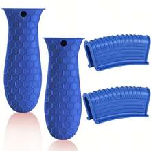 Silicone Pot Handle Cover, Heat Resistant Non-Slip Honeycomb Pattern Grip Sleeve, Universal Cast Iron Pan Handle Protector For Kitchen Cookware - Blue - View 11