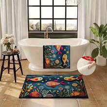 1pc 2D Flat Fish Pattern Design Microfiber Bath Rug,Non-Slip And Soft Bathroom Mat,Doormat,Water Absorption Mat,Machine Washable,Low Pile,TPR Backing,Knit Fabric,ForBedroom,Kitchen,Entryway,Indoor Use,Accessories & Home Decor,Perfect New Home Gift. - C - View 6
